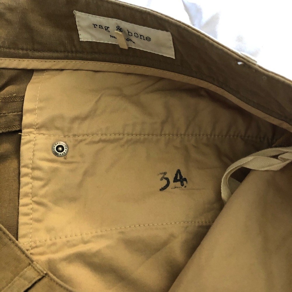 Rag & Bone Khaki Linen Blend Jeans - Picture 4 of 7